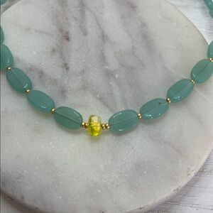 Elegant Green and Yellow Beaded Necklace